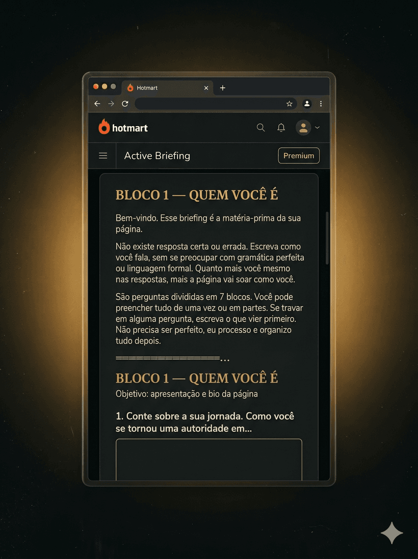 Mockup do formulário de briefing preenchido